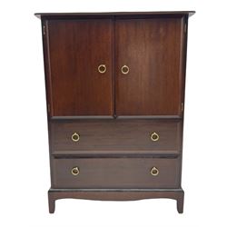 Stag Minstrel mahogany chest, fitted with seven drawers and a Stag Minstrel tallboy