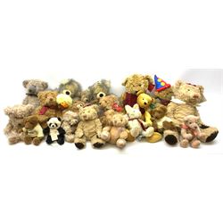 Twenty-three Russ teddy bears including Gregory, Quill, Thornbury, Apple Valley, Ashton, Webster, Ping, Aberdeen, Radcliffe, Past Times etc; some with original card ear tags (23)