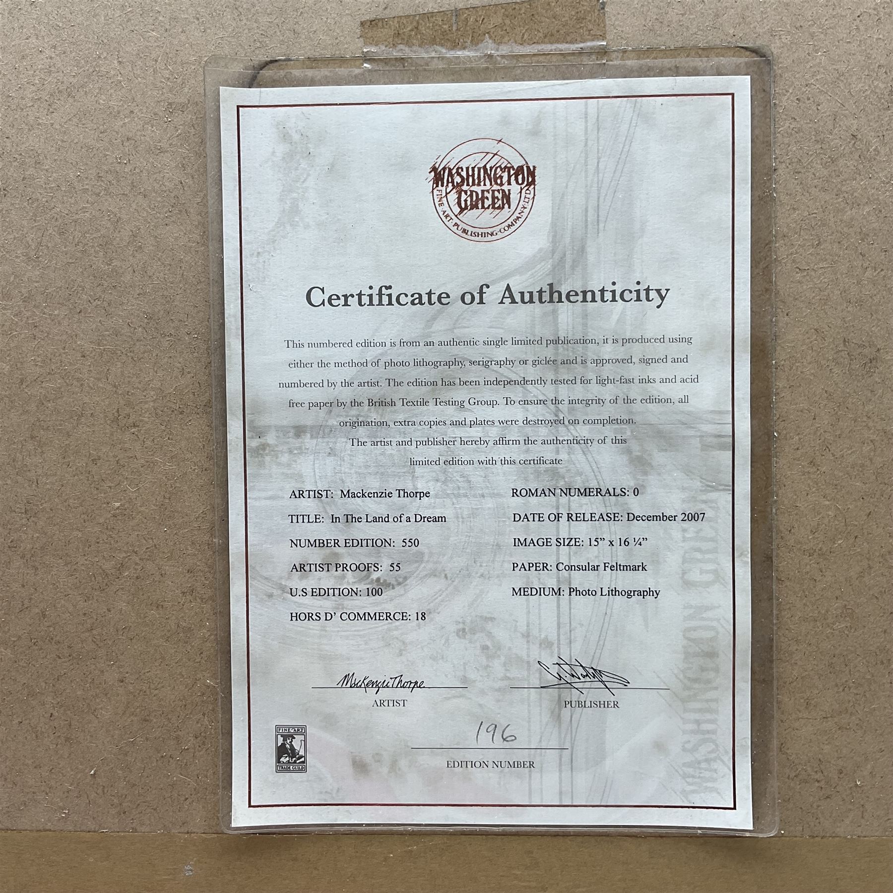 Mackenzie Thorpe (British 1956-): 'In the Land of a Dream', limited edition colour lithograph signed titled and numbered 196/550 in pencil 43cm x 44cm 