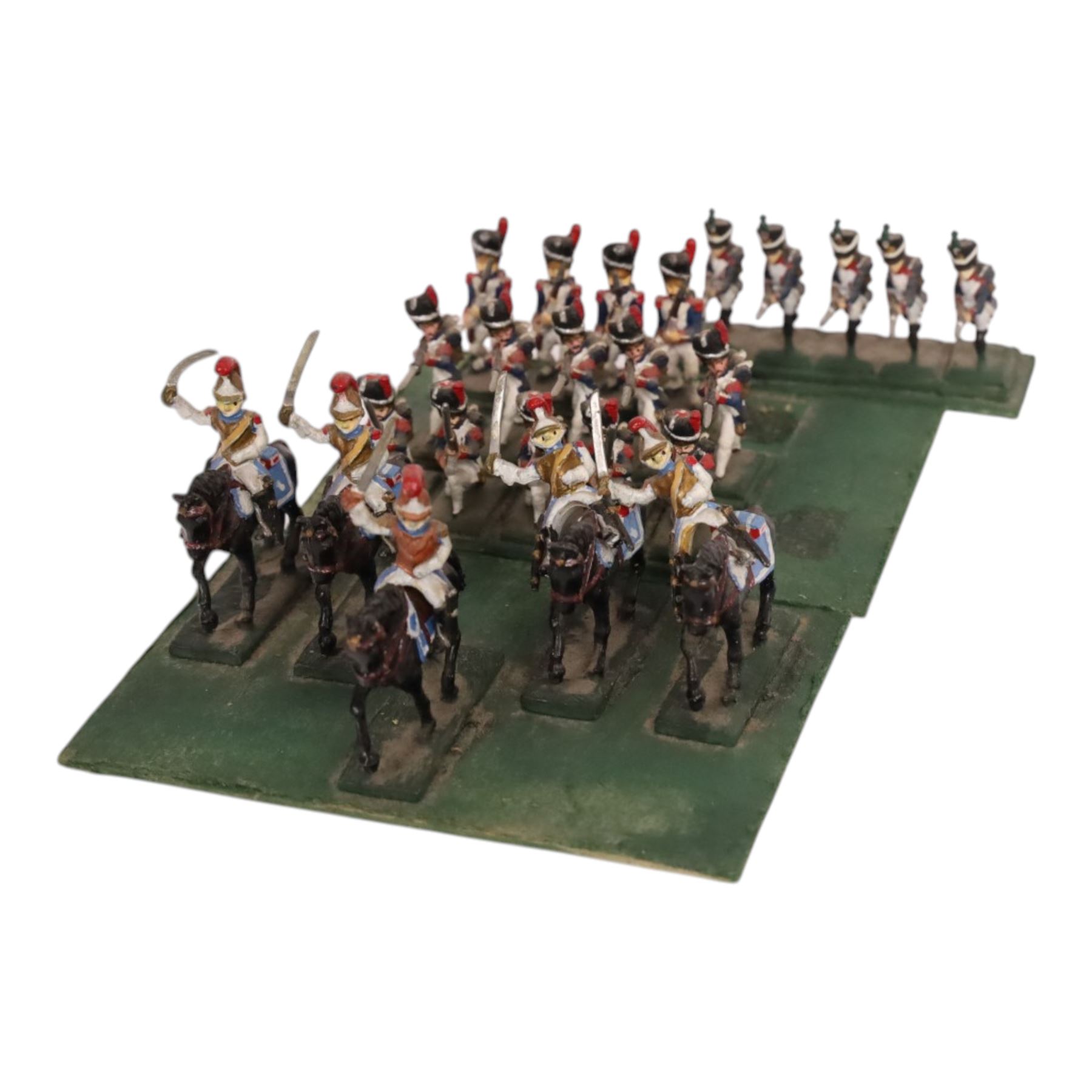Collection of hand-painted 25-28mm lead soldiers, including Roman soldiers, Napoleonic Soldiers and Mounted Cavalry etc