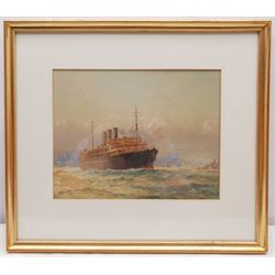 John Charles Allcot (British/Australian 1888-1973): 'RMS Naldera at Sydney', watercolour signed titled and indistinctly dated 1921?, 21cm x 27cm