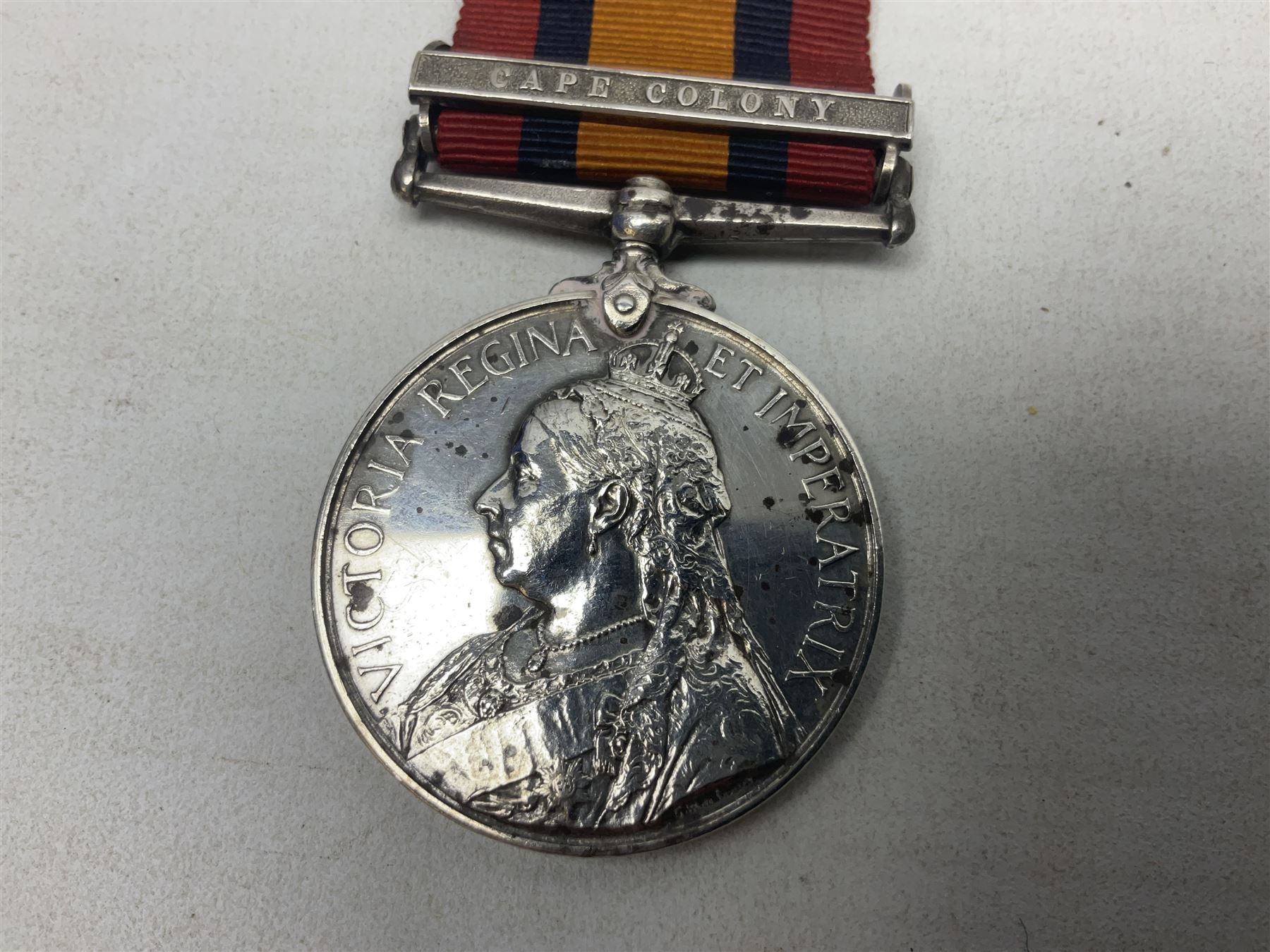 Queens South Africa Medal with clasp for Cape Colony awarded to 3250 Pte. W. Scott 10th Hussars with ribbon
