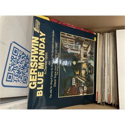 Collection of vinyl LP records in six boxes, mainly Jazz and Classical, including Beethoven The Nine Symphonies, Bartok, Chopin Recital, Joseph Haydn, etc