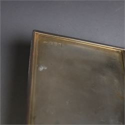 1930s silver cigarette case, with stepped design and engine turned decoration, hallmarked Clark & Sewell, Chester 1938, H11cm