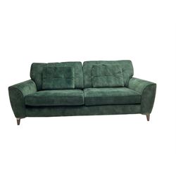 Alstons - large two seat 'Savanna' sofa, upholstered in emerald green velvet with buttoned back cushions, on tapered feet