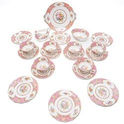 Royal Albert 'Lady Carlyle' pattern tea service for six covers, comprising six teacups and...