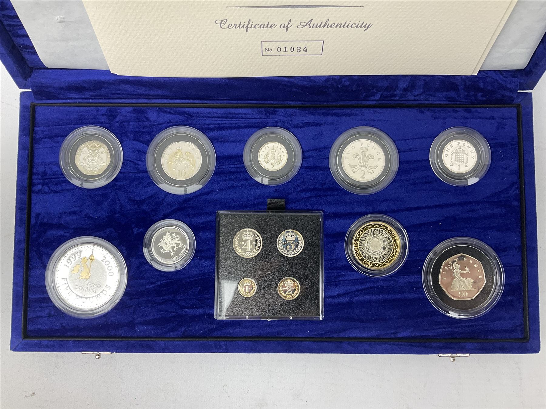 The Royal Mint United Kingdom Millennium 2000 silver coin collection, cased with certificate