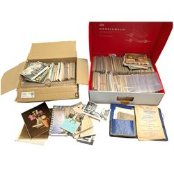 Collection of postcards, mostly early 20th century examples, in two boxes