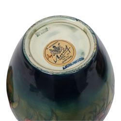 Moorcroft Anemone pattern ginger jar, together with Leave and Berry pattern plate, both with impressed marks beneath, ginger jar H16cm