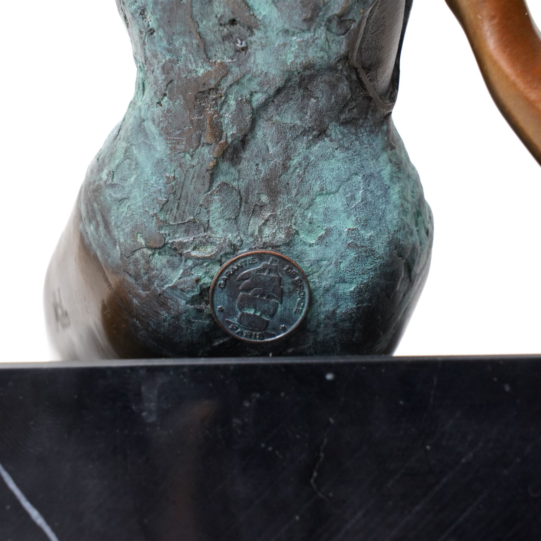 After Jean Patou - art deco style bronze formed as a seated nude lady, H24cm