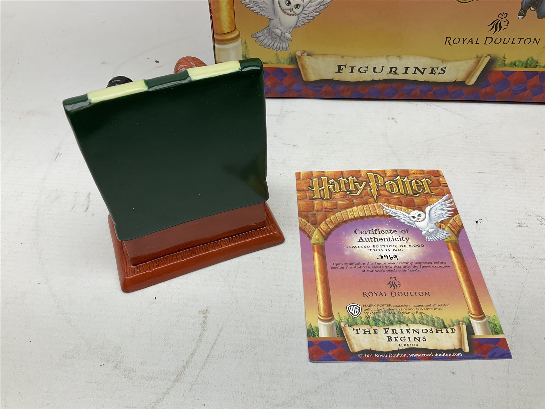 Three Royal Doulton limited edition Harry Potter groups - 'Harry's 11th Birthday' No.2967/5000; 'The Journey To Hogwarts' No.990/5000; and 'The Friendship Begins' No.3969/5000; all boxed with certificate (3)