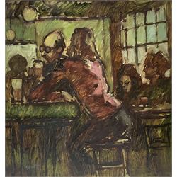 William Selby (Northern British 1933-): 'In the Pub', oil on board signed, titled verso 46cm x 44cm