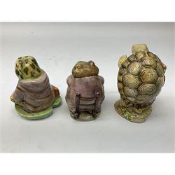 Seven Beswick Beatrix Potter figures, comprising Sir Isaac Newton, Mr Jackson, Tommy Brock, Pickles, Mr Jeremy Fisher, Mr Alderman Ptolemy and Sally Henny Penny, all with printed mark beneath  