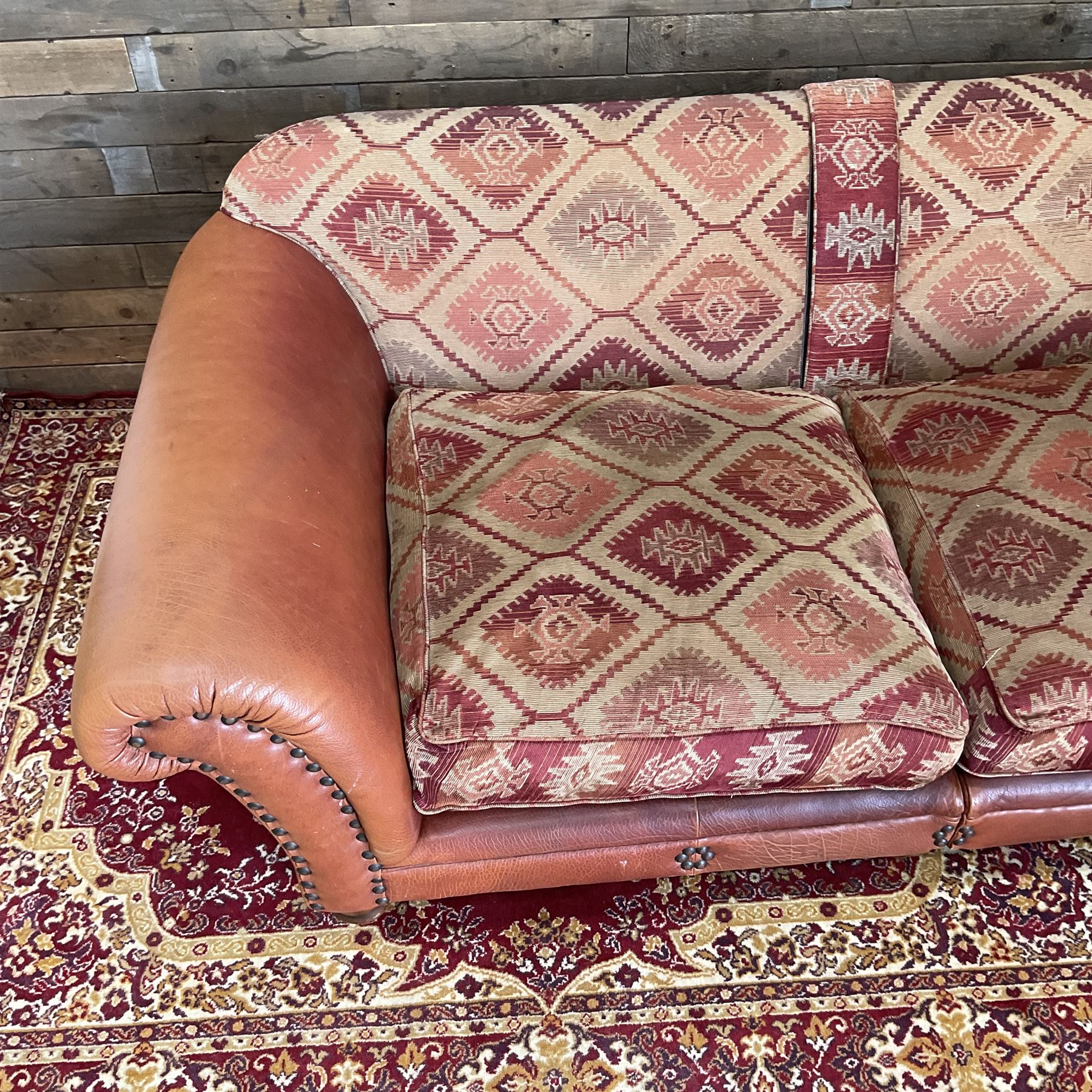 Tetrad Eastwood leather and kilim fabric sofa
