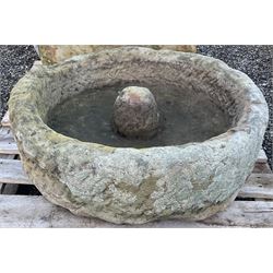 19th century hat top carved stone circular trough  - THIS LOT IS TO BE COLLECTED BY APPOINTMENT FROM DUGGLEBY STORAGE, GREAT HILL, EASTFIELD, SCARBOROUGH, YO11 3TX