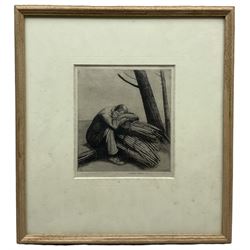 Frederick Austin (British 1902-1990): The Faggot Gatherer Taking a Rest, etching signed and dated 1926 in pencil 16cm x 14cm
