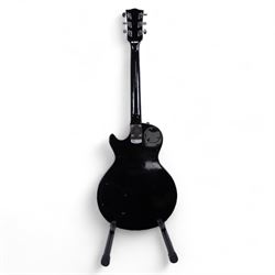 Kay K30 Les Paul style electric guitar, black body and scratch plate, serial no. 70831135, in black hardcase, guitar L100cm