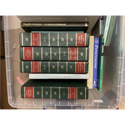 Collection of books, to include gardening books, antiques reference books and Dickens, Charles, - The Complete Works, in two boxes  