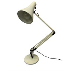 Two white metal angle poise table lamps
