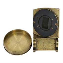 Mid 19th century brass dipleidoscope by E.J.Dent, the screw cap inscribed 'Dent's Patent Meridian Instrument 61 Strand & 34 & 35 Royal Exchange London', with 'East' engraved to on side and 'E.J.Dent Patentee 732' to the other, H8cm