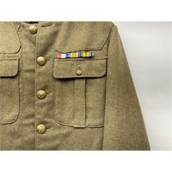 British M22 khaki tunic for the Hampshire Regiment with WW1 trio ribbon bar