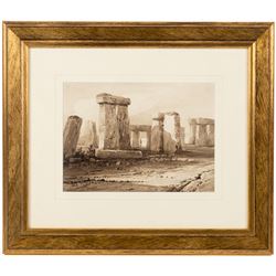 Circle of Samuel Prout (British 1783-1852): Stonehenge, watercolour signed S P 18cm x 25.5cm
Provenance: Private collection Esholt Hall, 2002, label verso