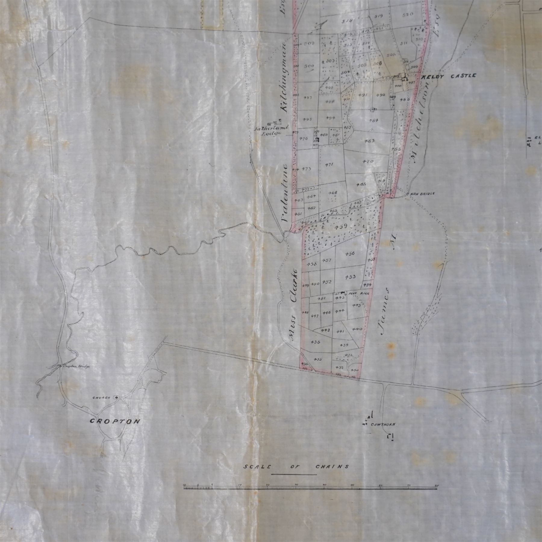 J Lane (Surveyor) (British 19th century): 'Plan of the Keldy Estate 1891', original 19th century hand-drawn map and plan of the Keldy Estate in the North Yorkshire an Pickering Moors with colouring pub. 1891, 98cm x 132cm (unframed)