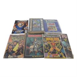 Eighteen Marvel and Curtis Conan the Barbarian comic books, spanning years 1974-1995, comprising 'Conan Classics' #1, #5, #6, #10, #11, 'Conan The Barbarian' issue #42, nine issues of 'The Savage Sword of Conan the Barbarian' issues #1, #2, #4, #9, #16, #21, #22, #24, and one other, 'Super Special The Savage Sword of Conan' and two 'Savage Tales featuring Conan The Barbarian', together with Curtis 'The Rampaging Hulk' #5, 'The Essential Hulk' vol.1 #1-6, X-Men Masterworks Vol. 1, 'Ghost Rider' direct edition, 'The Incredible Hercules', 'Strange Tales Featuring Warlock' #178, 'The Deadly Hands of Kung-Fu #29 and Marvel Graphic Novel 'Dreadstar' no. 3 (26)