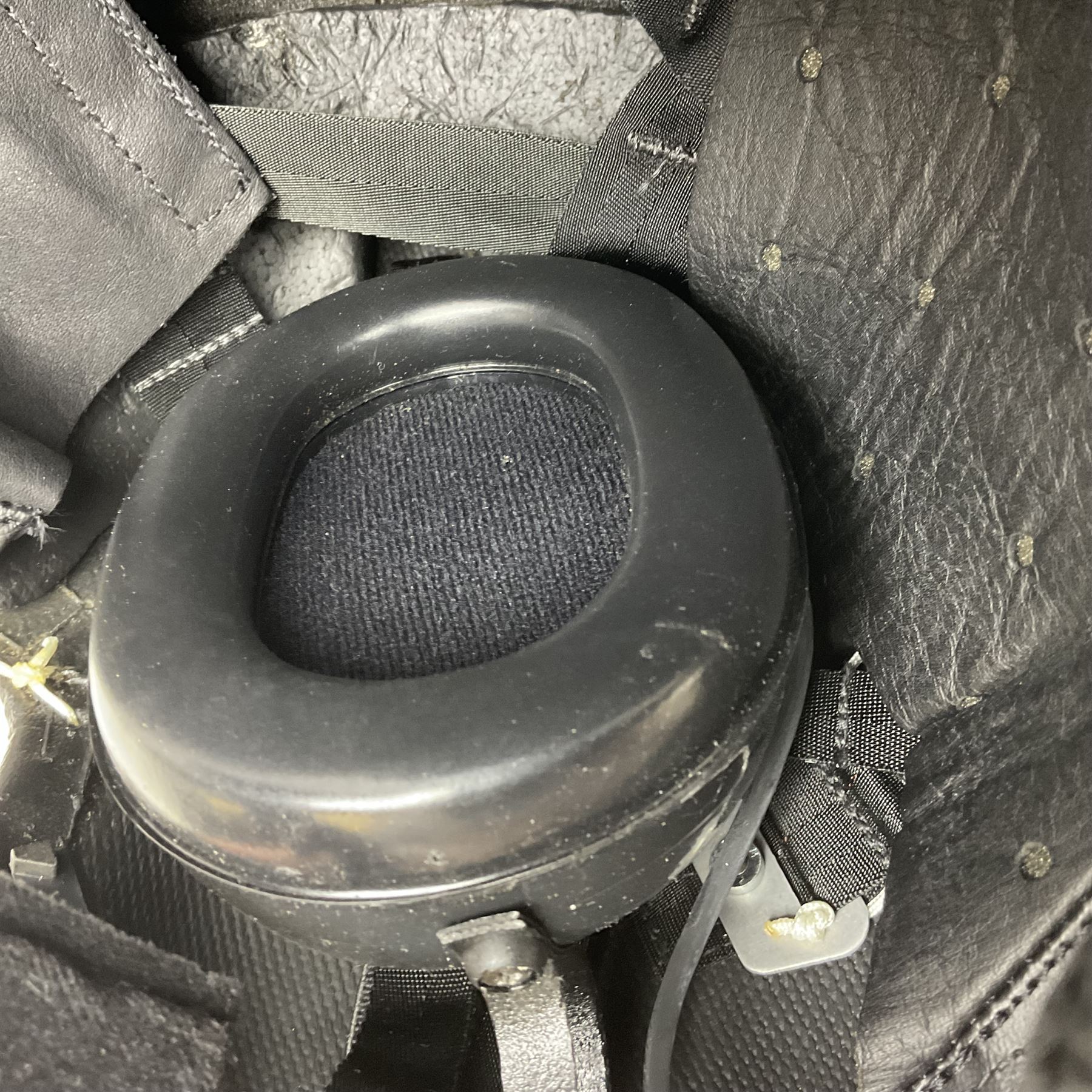 Mk.4 Flight Helmet, as used by RAF and Civilian helicopter pilots; in RAF sand colour (desert use),  fitted with cloth visor cover and working boom mike; has had a complete refit and is bench tested.