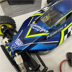 Tamiya - Plasma Edge II radio controlled car together with boxed NX86 Delta Peak AC/DC fast charger and Carson Reflex Stick Pro 3.1 Elektro Set