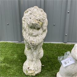 Cast stone garden figures in shape of a dog, cat and lions  - THIS LOT IS TO BE COLLECTED BY APPOINTMENT FROM DUGGLEBY STORAGE, GREAT HILL, EASTFIELD, SCARBOROUGH, YO11 3TX