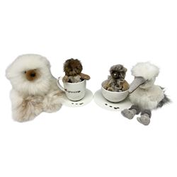 Charlie Bears - limited edition Minimo Collection 'Cappuccino' No.184/1000 and 'Espresso' No.21/1000; each with labels and complete with purpose made ceramic cups and saucers; Bearhouse emu; and Alpaca Collection teddy bear No.5800S (4)