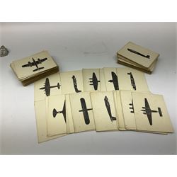 WW2 Royal Observer Corps - approximately one-hundred and seventy aircraft recognition cards; 1938 Instruction Booklet; cap badge and lapel badge; and cloth shoulder title