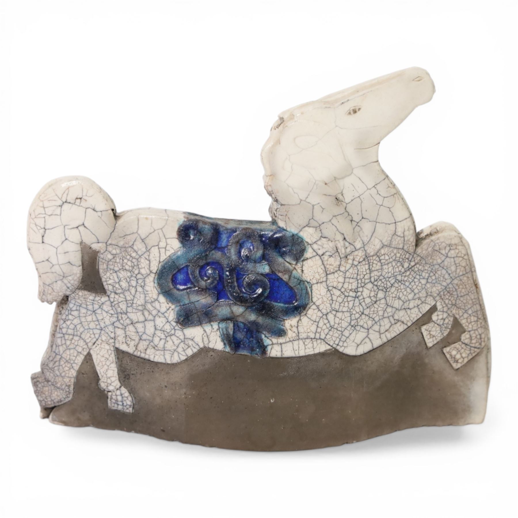 Sarah Noel (1961-), raku slab sculpture modelled as a horse, H14cm