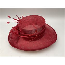 Four ladies occasion hats, including a Occasions by Failsworth Millinery brown hat with feather detail, in a The Hat Company hat box