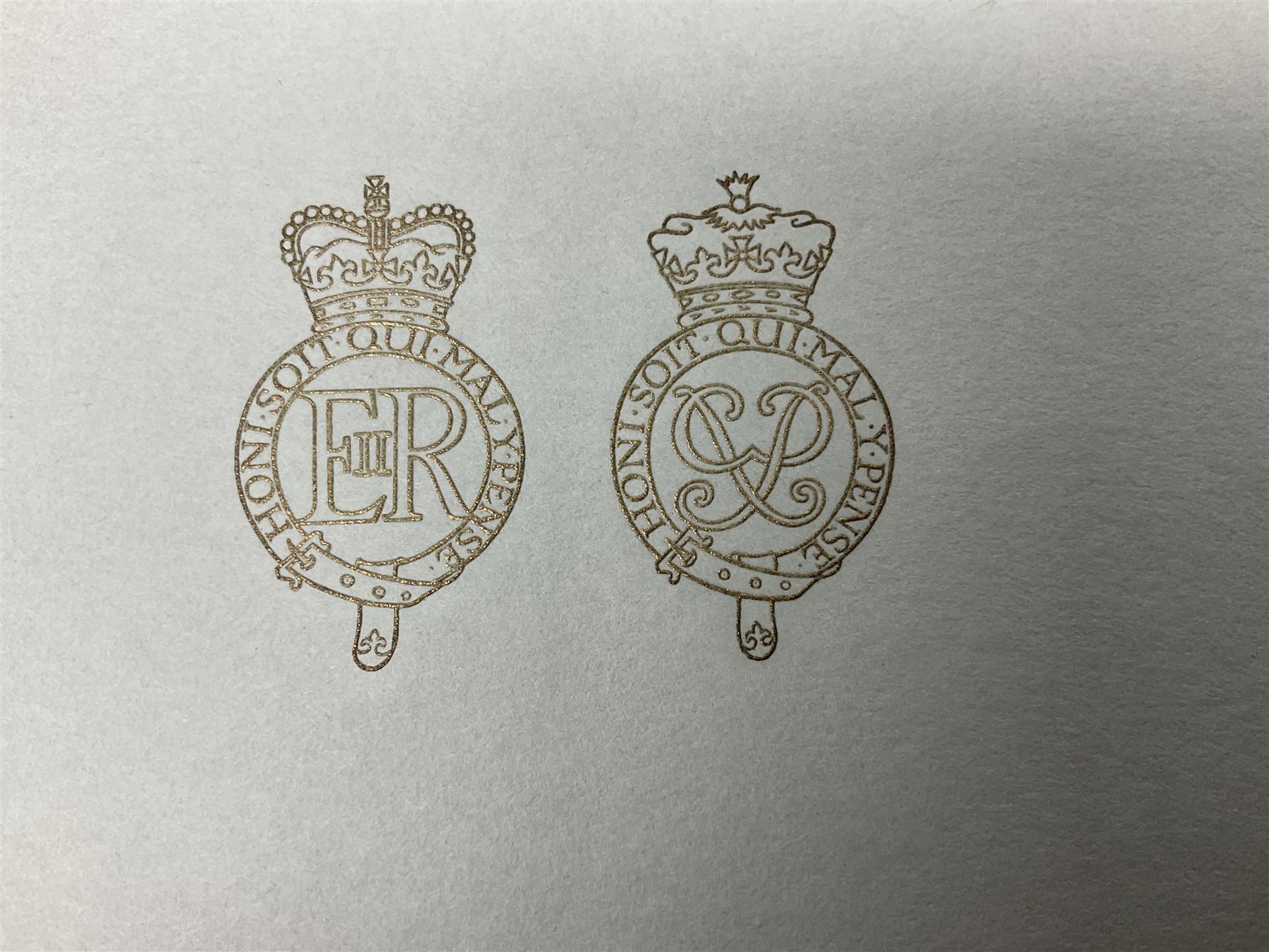 H.M. Queen Elizabeth II and HRH The Duke of Edinburgh, signed 1979 Christmas card with twin gilt ciphers to cover, colour photographic print of the Royal family standing in a garden, signed ‘Elizabeth R and Philip’ with manuscript date 1979 below