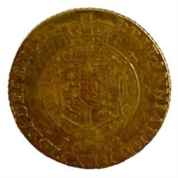 George III 1802 gold half Guinea coin, glue residue to reverse