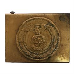 WWII German Third Reich SA Stormtrooper's brass belt buckle, unmarked, H5cm, L6cm 