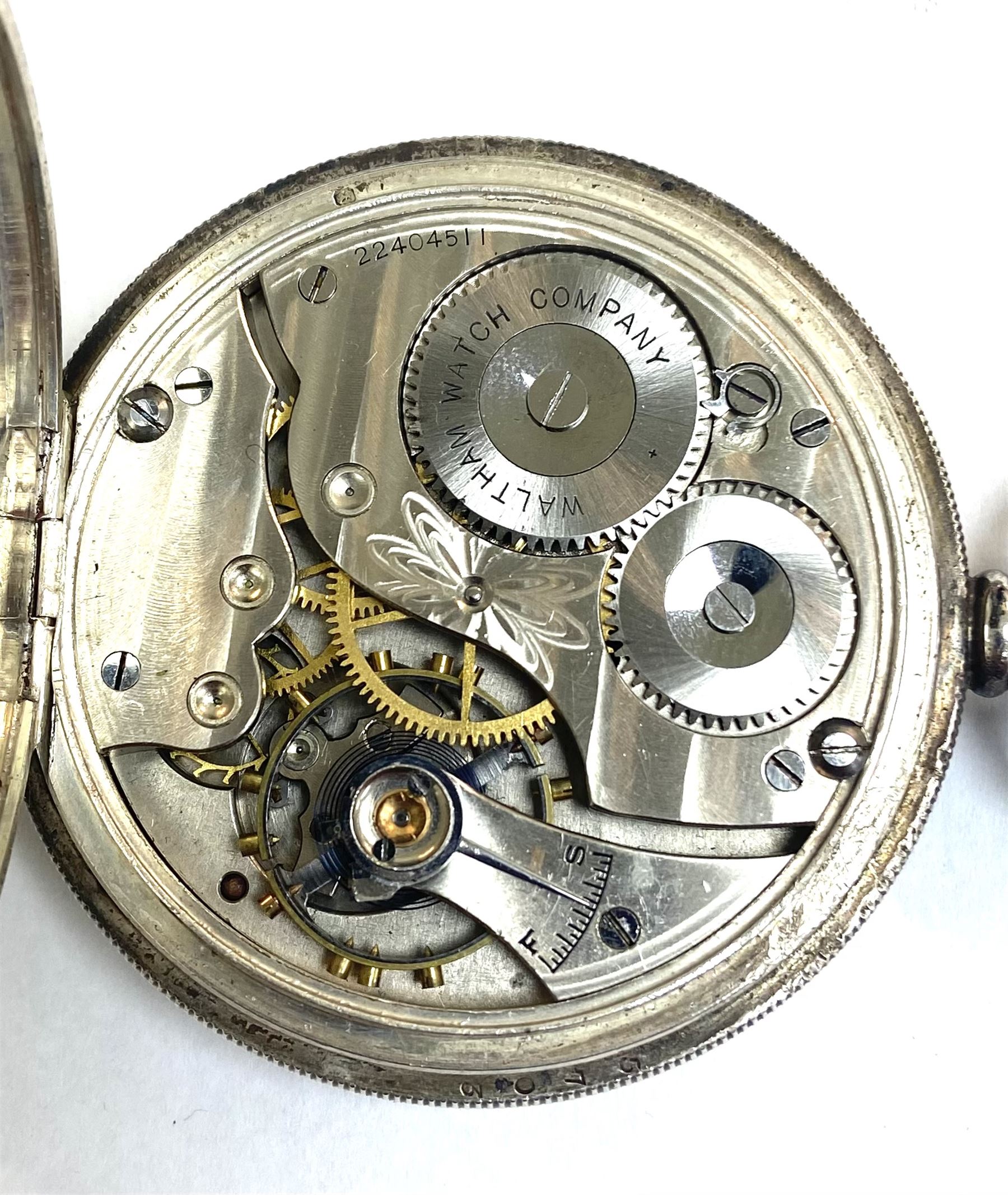 Victorian silver full hunter key wound lever pocket watch, the movement engraved 'Gold Medals & Grand Diploma of Honour', case by Arthur Baume & Co, London 1885 and a Waltham Equity silver open face keyless lever pocket watch, No. 22404511, case by Dennison Watch Case Co, Birmingham 1920 