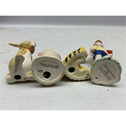 Set of eight Winnie the Pooh Beswick figures, comprising Christopher Robin, Winnie the Pooh, Tigger, Piglet, Rabbit, Eeyore, Owl and Kanger, six with original boxes, tallest H12cm  