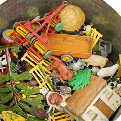 Quantity of Britains Deetail and other model soldiers, lead farm animals and a quantity of Scalextric motor racing game 