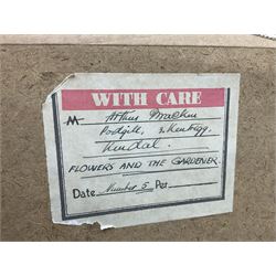 Arthur Bracken (British early 20th century): 'Flowers and the Gardener', watercolour signed, titled on label verso with artist's Kendal address 27cm x 31cm