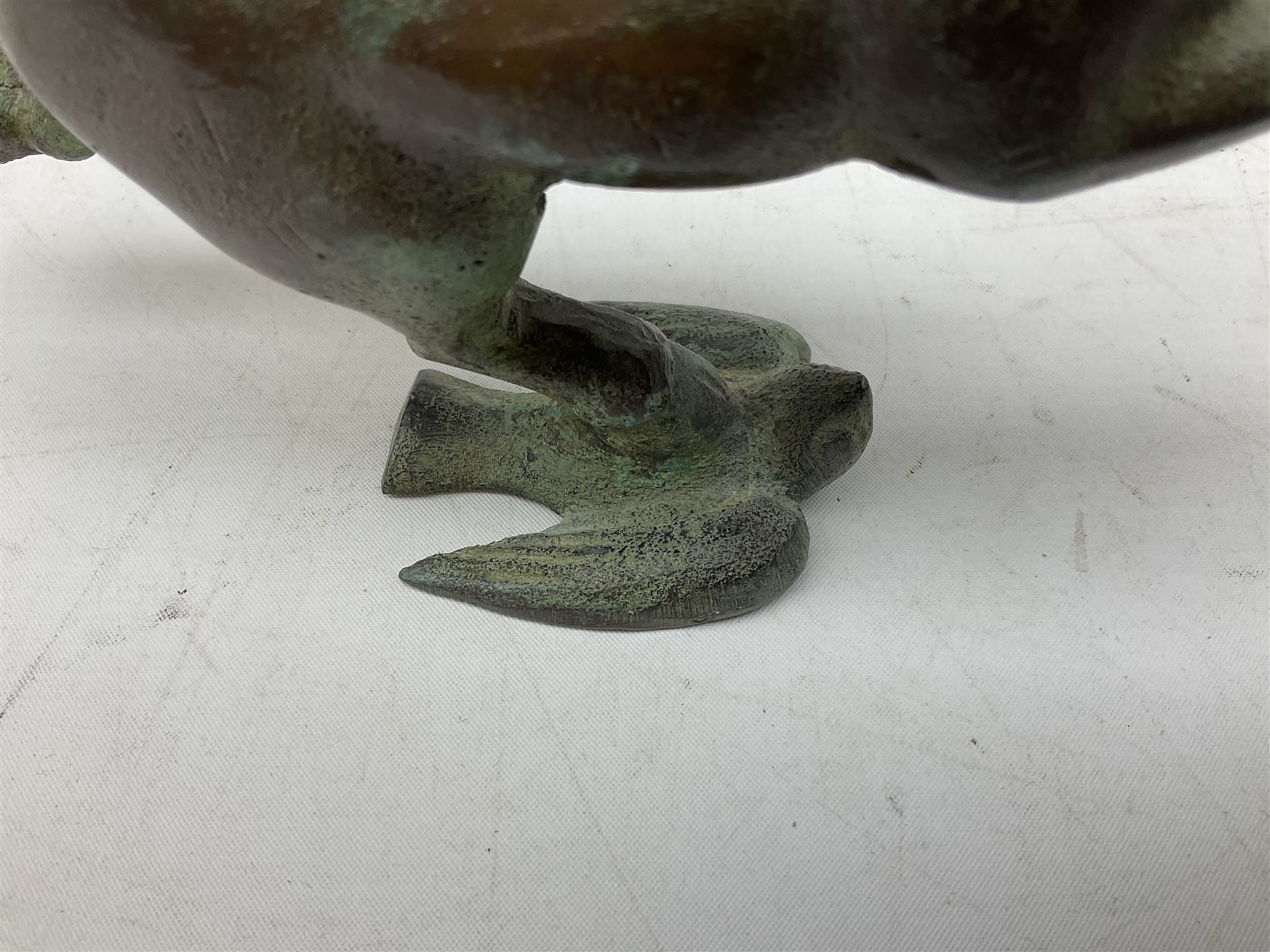 Chinese bronzed Flying Horse of Gansu, modelled upon a flying swallow, H16cm