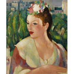 After John Duncan Fergusson (Scottish 1874-1961): 'Hillhead' - Eileen, oil on canvas board...