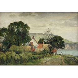 Charles Frederick Ingham (British 1879-1957): Stoupe Bank Farm looking towards Robin Hoods Bay, oil on canvas board signed 25cm x 35cm