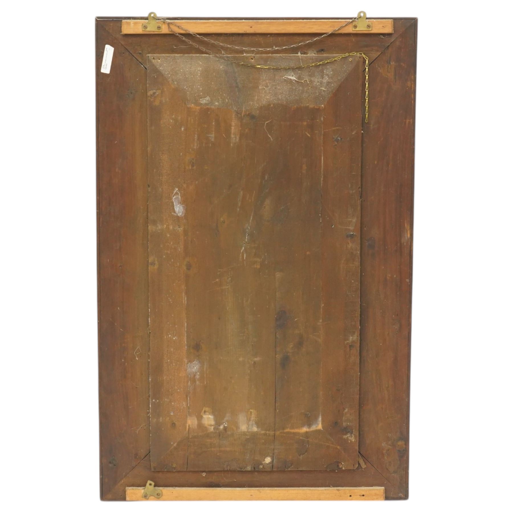 19th century mahogany framed wall mirror, rectangular plate within a wide banded figured mahogany frame