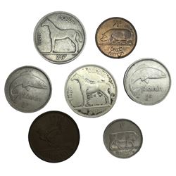 Seven Irish coins, comprising 1934, 1937