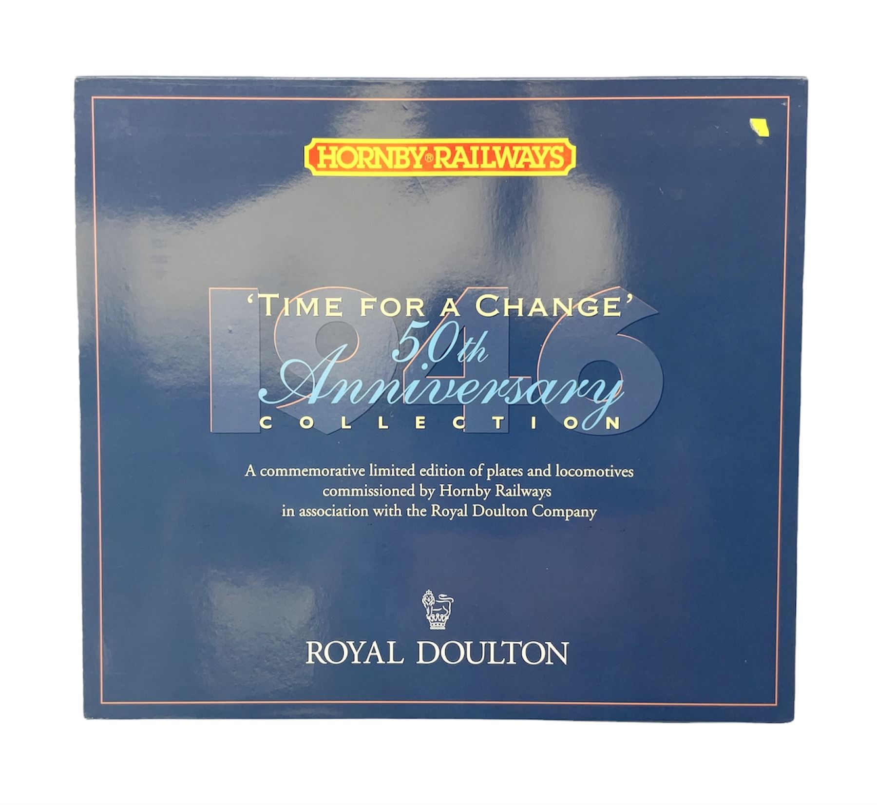 Hornby Railways '00' gauge - 'Time For A Change' 50th Anniversary Collection Limited Edition ceramic plate and locomotive set, No. R649, containing A4 4-6-2 locomotive 'Sir Ronald Matthews' No. 1, L.N.E.R blue livery and a Royal Doulton plate with an image of the same locomotive, limited edition No.171/3000; boxed with certificate in transport packaging.