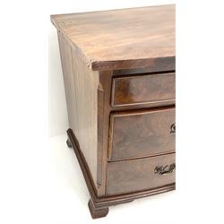 19th century mahogany bow front chest, two short and two long drawers, ogee bracket supports 
