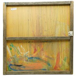 Newlyn School (Mid-20th century): 'Newlyn Boats Wrecks and Tankers no.4' oil on board titled but unsigned 71cm x 69cm (unframed)